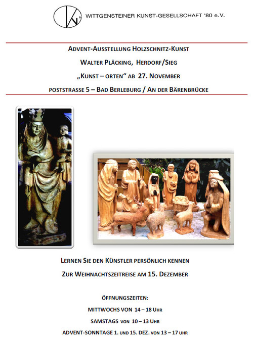 Advent-Ausstellung von Walter Pläcking: 'Holzschnitz-Kunst'